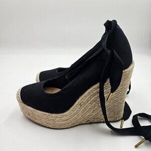 Shoedazzle Wedges Black Keilani Size 9 Strap
